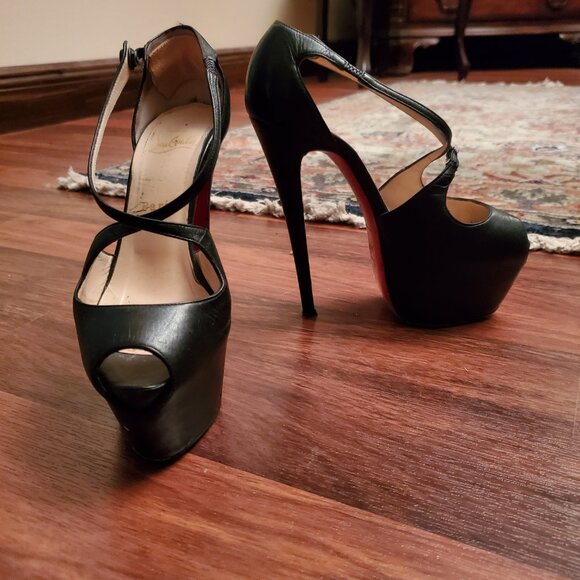 Escarpins Christian Louboutin Exagona 160 Paillettes - Plateforme, Bout Miroir, Taille 40 (US 10), Or